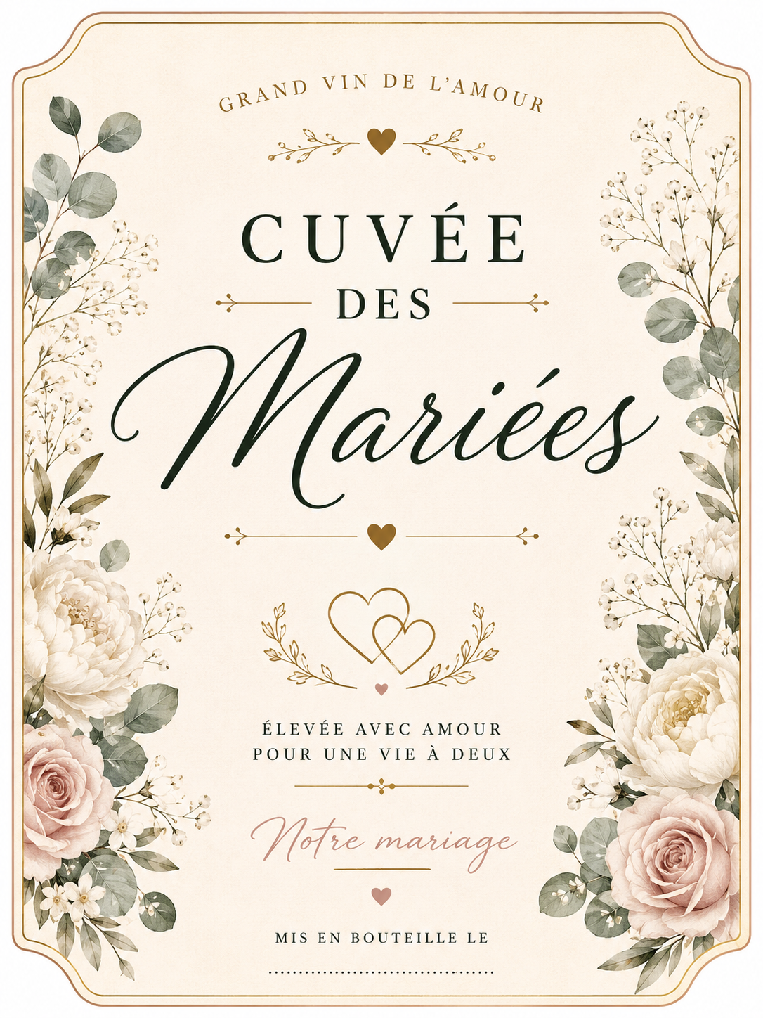 Etiquette de vin personnalisée " cuvée des mariée " - Mariage & EVJF