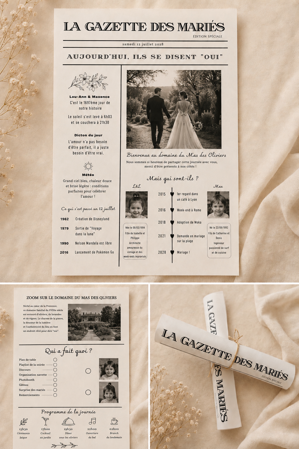 La Gazette des Mariés Le faire part qui raconte votre histoire comme un journal!