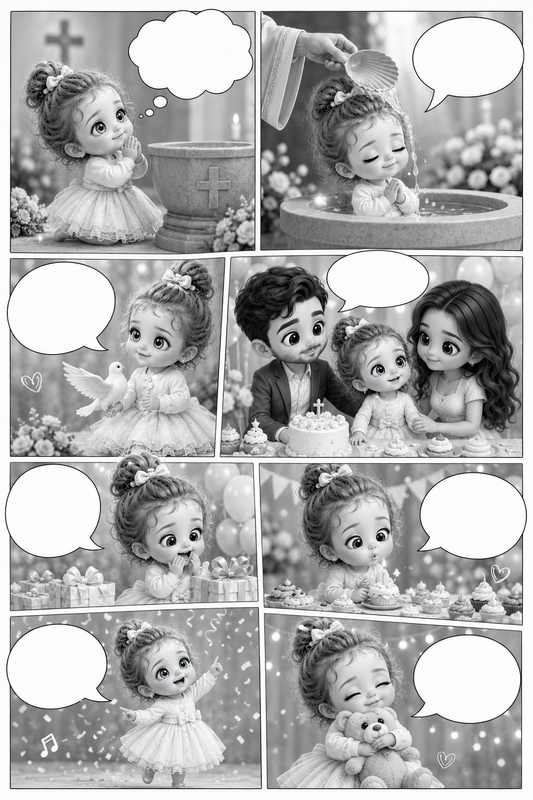 BD Baptême personnalisé - Histoire illustrée à remplir - Cadeau souvenir unique