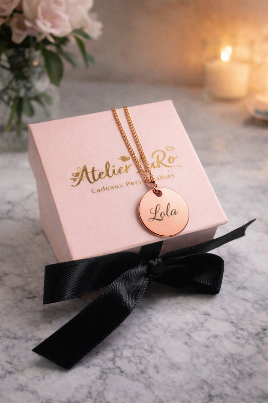 Collier Personnalisé prénom en acier inoxydable - Or & Or Rose