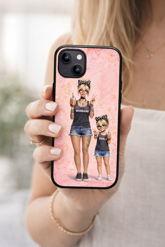 Coque téléphone Marraine Personnalisé- compatible iPhone, Samsung, Xiomi, Huawei, Oppo, Google Pixel