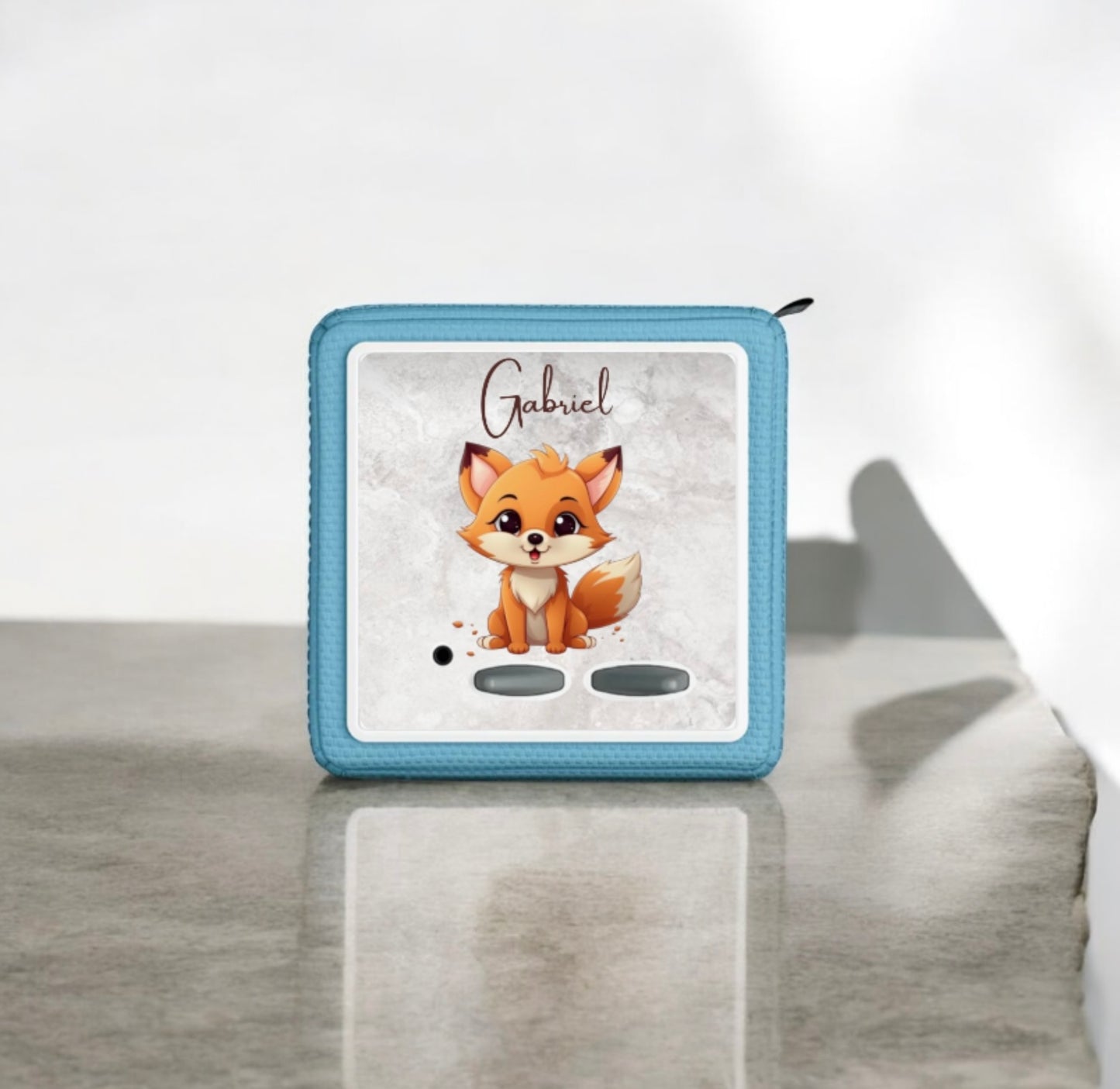 Film de protection personnalisé pour TonieBox - Prénom enfant - Motifs animaux - Anti rayures & anti-chocs