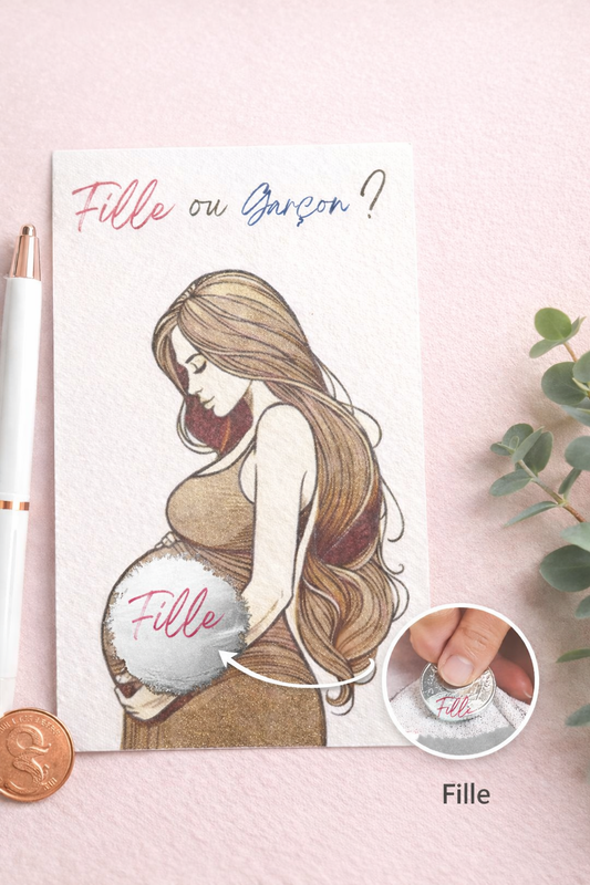 Carte révélation sexe bébé à gratter - fille ou garçon ?