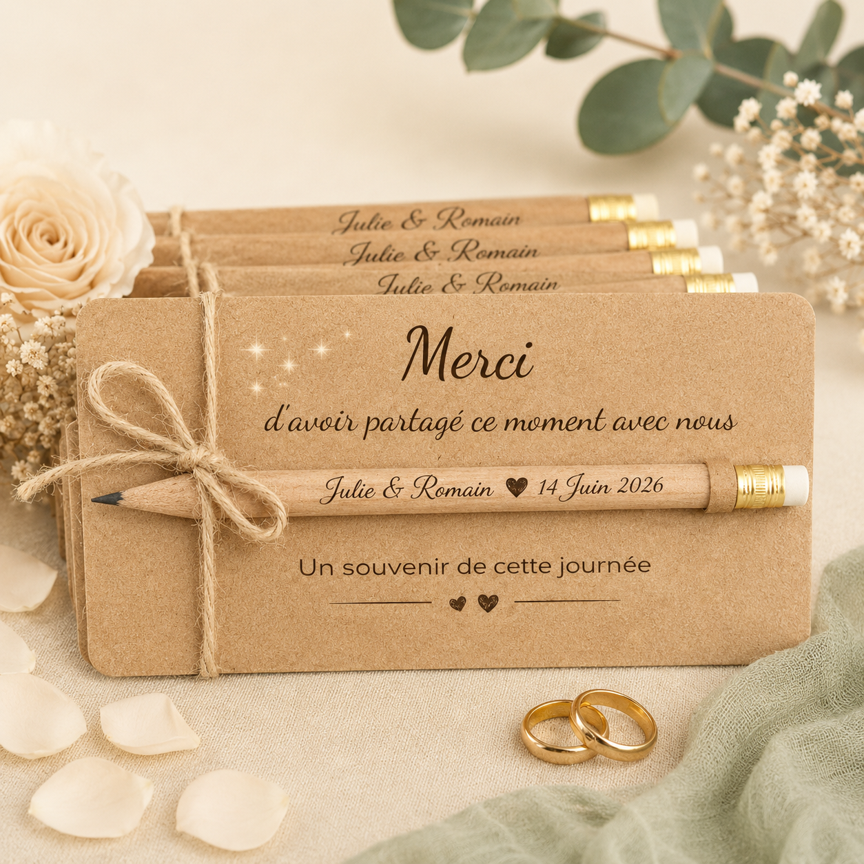 Crayon Personnalisé mariage - Cadeau invités élégant & souvenir personnalisé