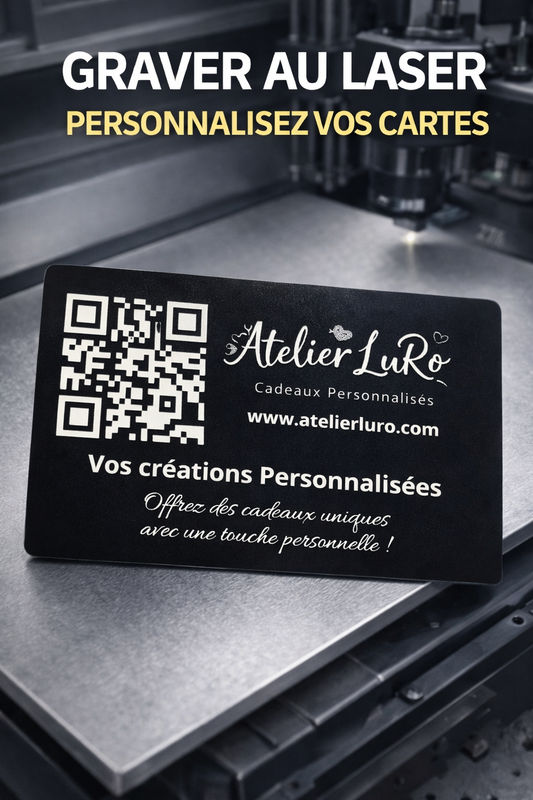 Carte de Visite personnalisée gravée au laser - QR Code et texte sur mesure
