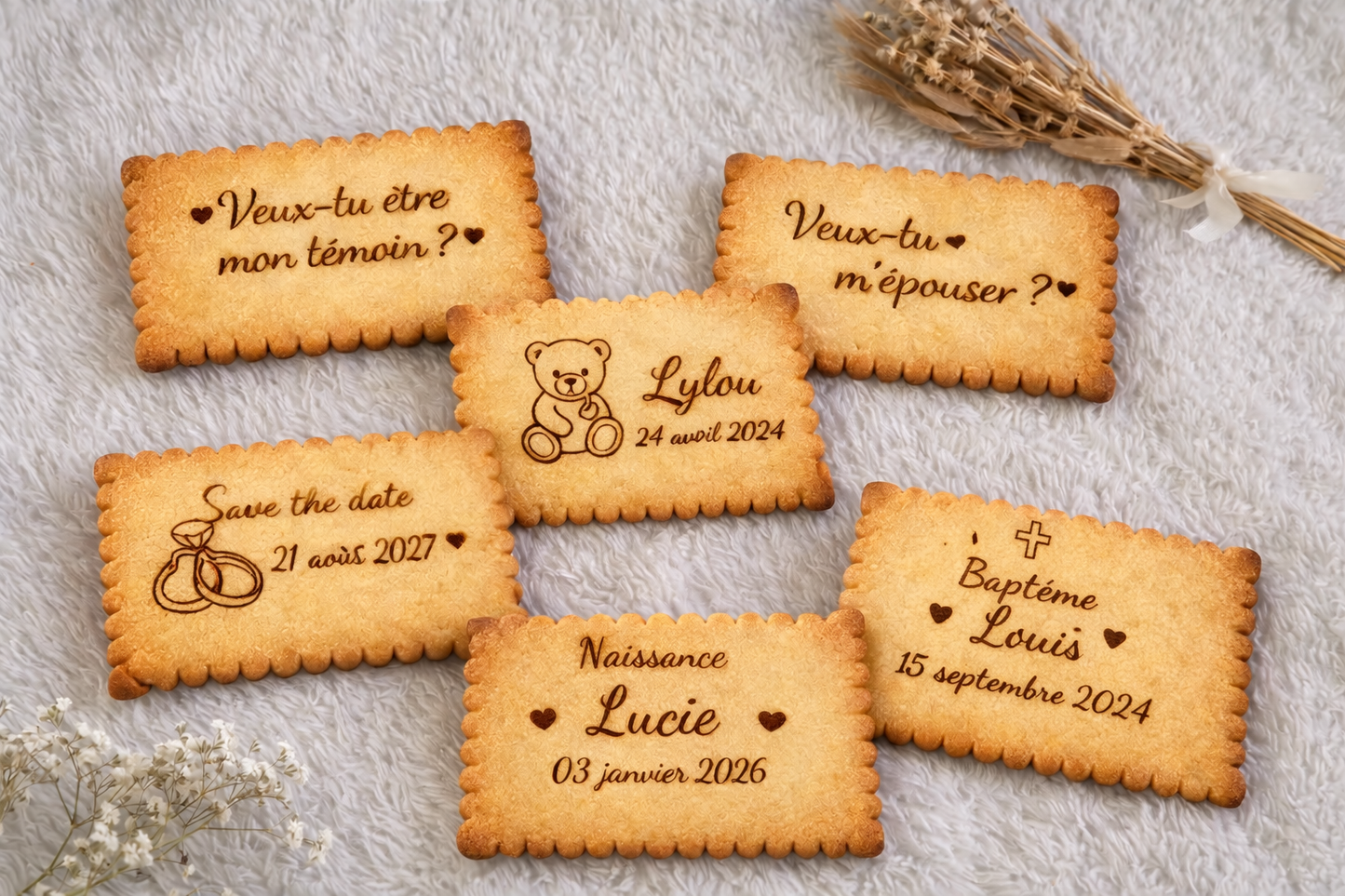 Biscuit Personnalisé Naissance Mariage Baptême Cadeau invité et demande