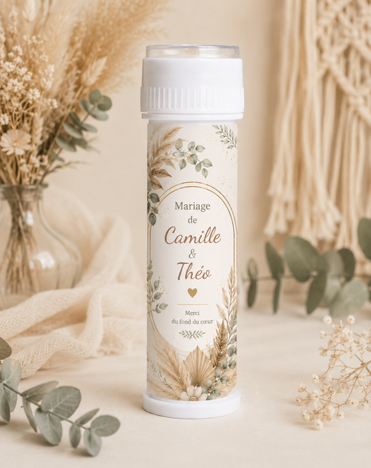 Tube à bulles Mariages Personnalisés - Prénoms, date & Thème au Choix