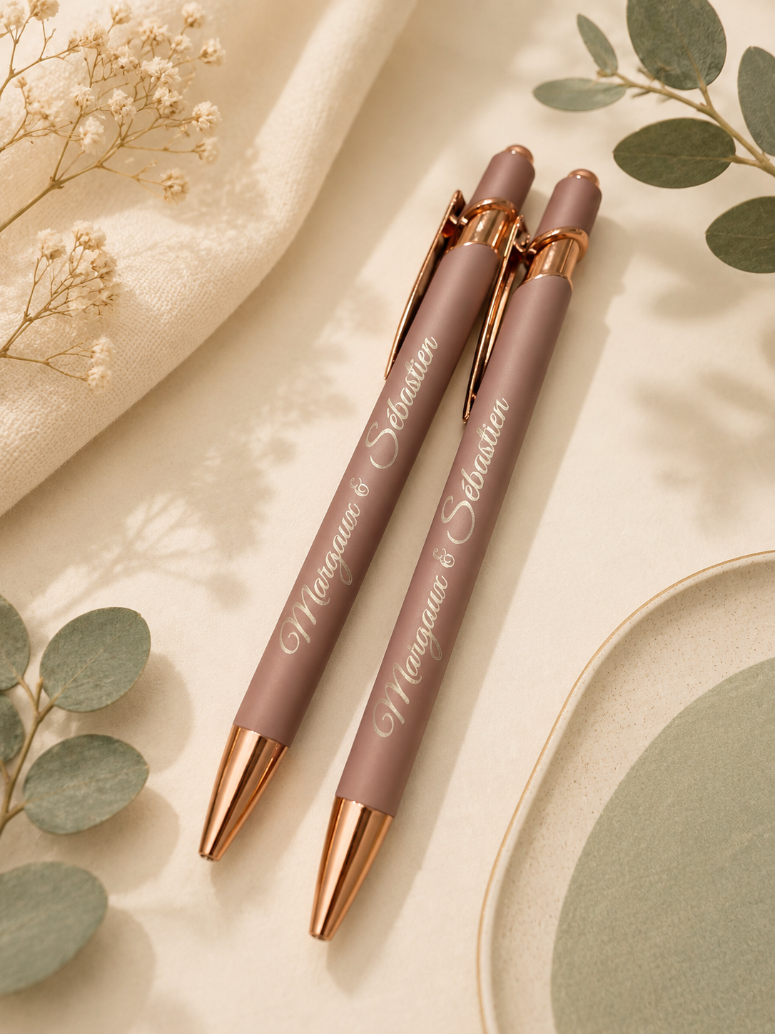Stylo personnalisé gravé prénom - Cadeau mariage, anniversaire & événement  - finition rose gold