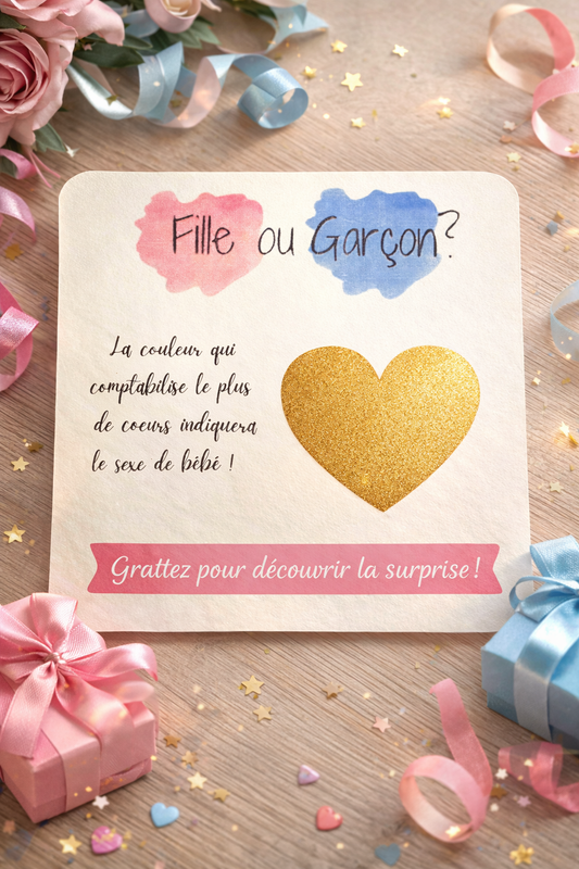 Carte à gratter Fille ou Garçon - Annonce surprise bébé originale
