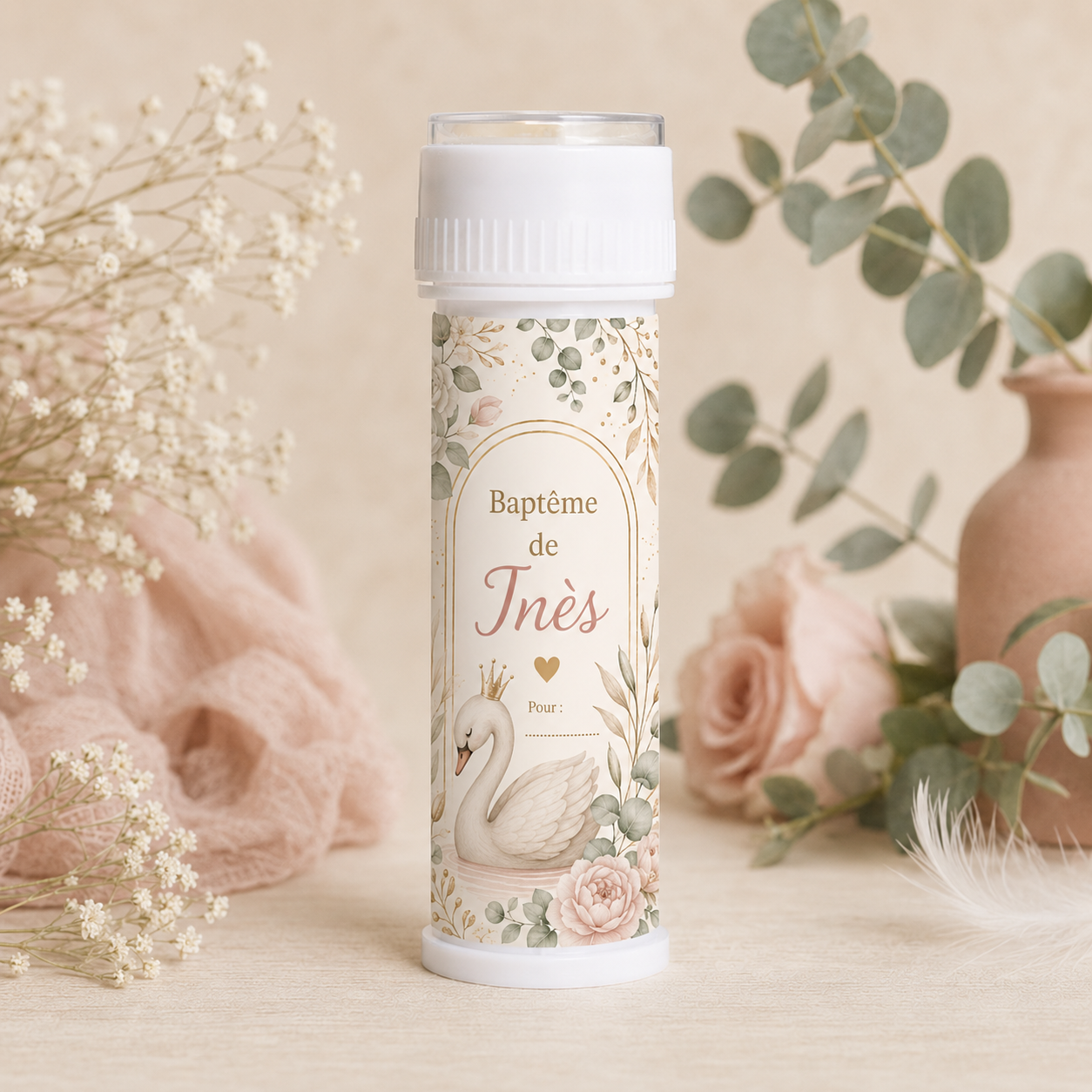 Tube à Bulles Baptême Personnalisé - Thème au choix avec prénom - Cadeau invité