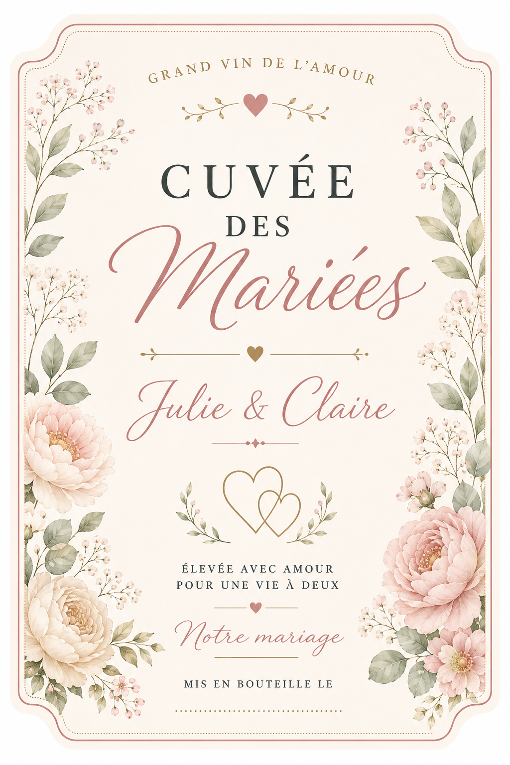 Etiquette de vin personnalisée " cuvée des mariée " - Mariage & EVJF
