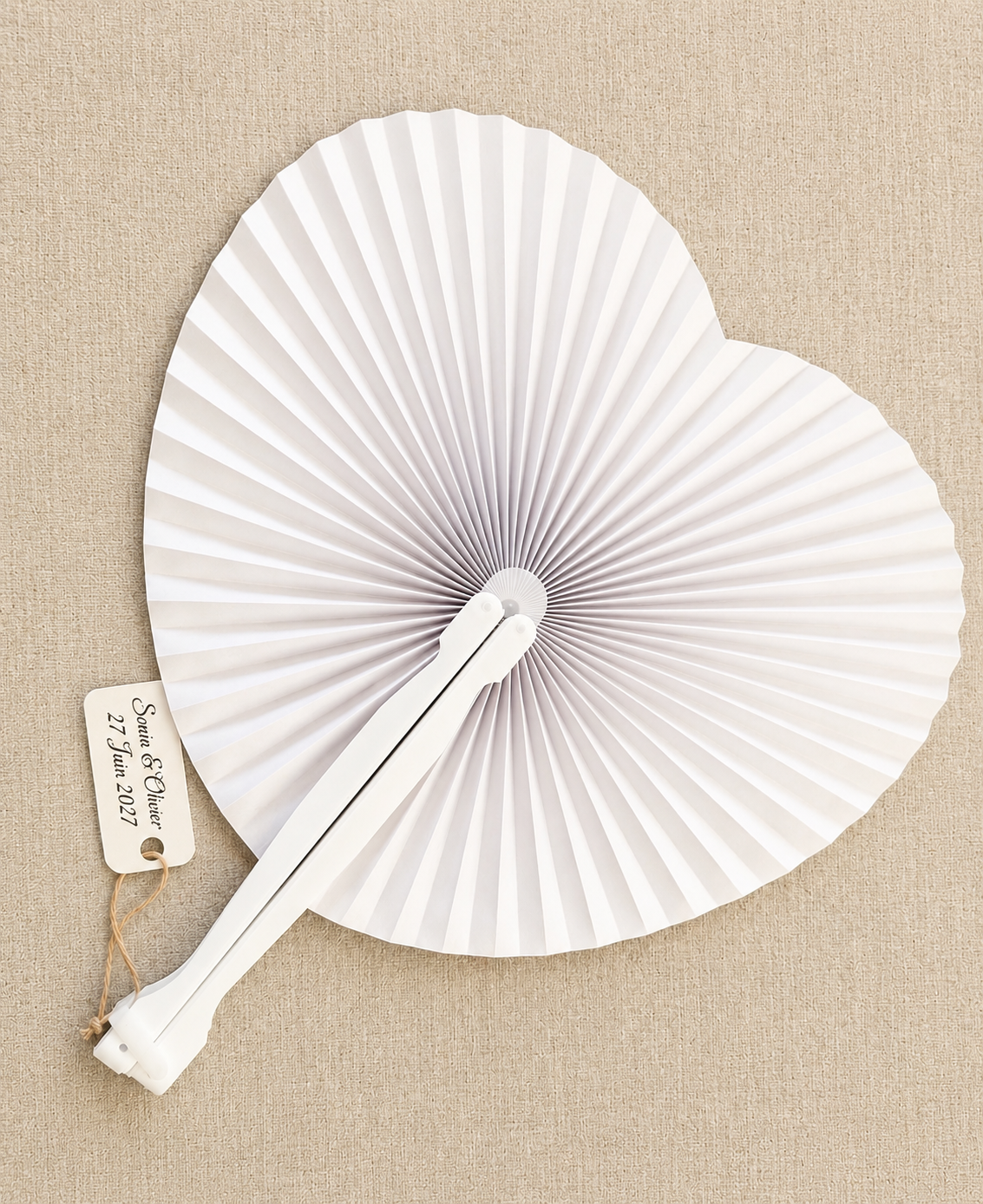 Éventail Mariage coeur Personnalisé - blanc - Cadeau Invité