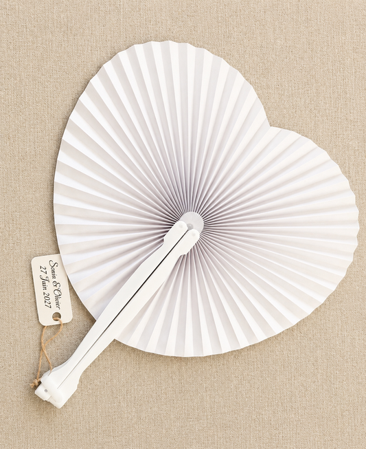 Éventail Mariage coeur Personnalisé - blanc - Cadeau Invité