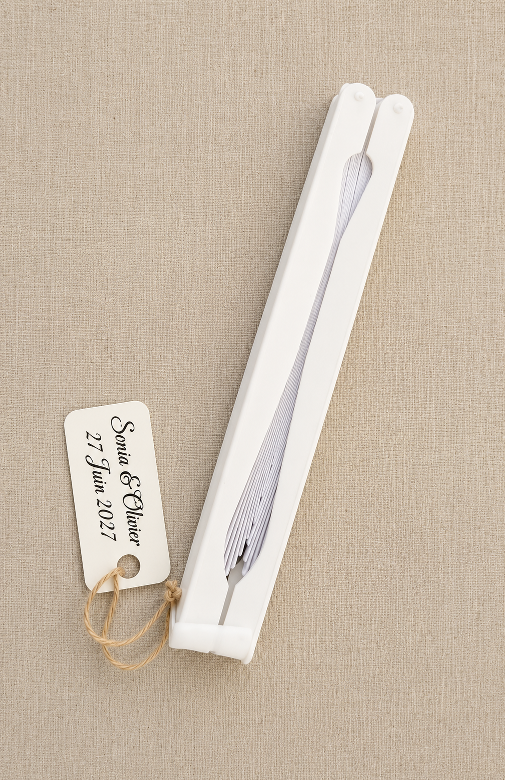 Éventail Mariage coeur Personnalisé - blanc - Cadeau Invité
