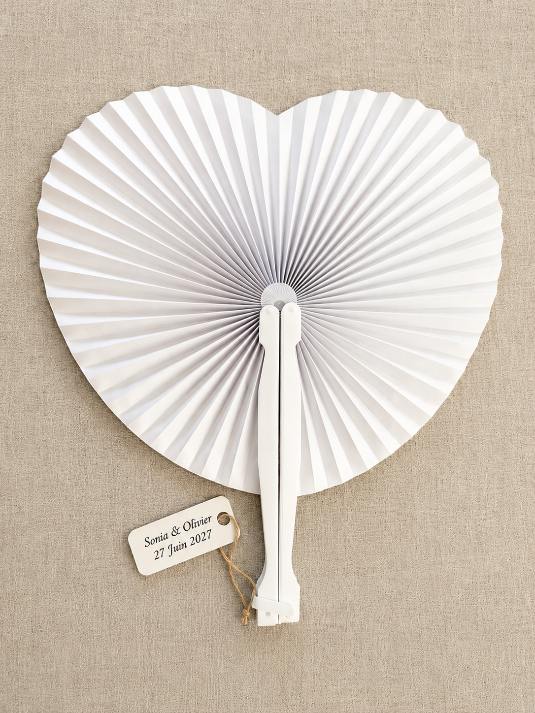 Éventail Mariage coeur Personnalisé - blanc - Cadeau Invité