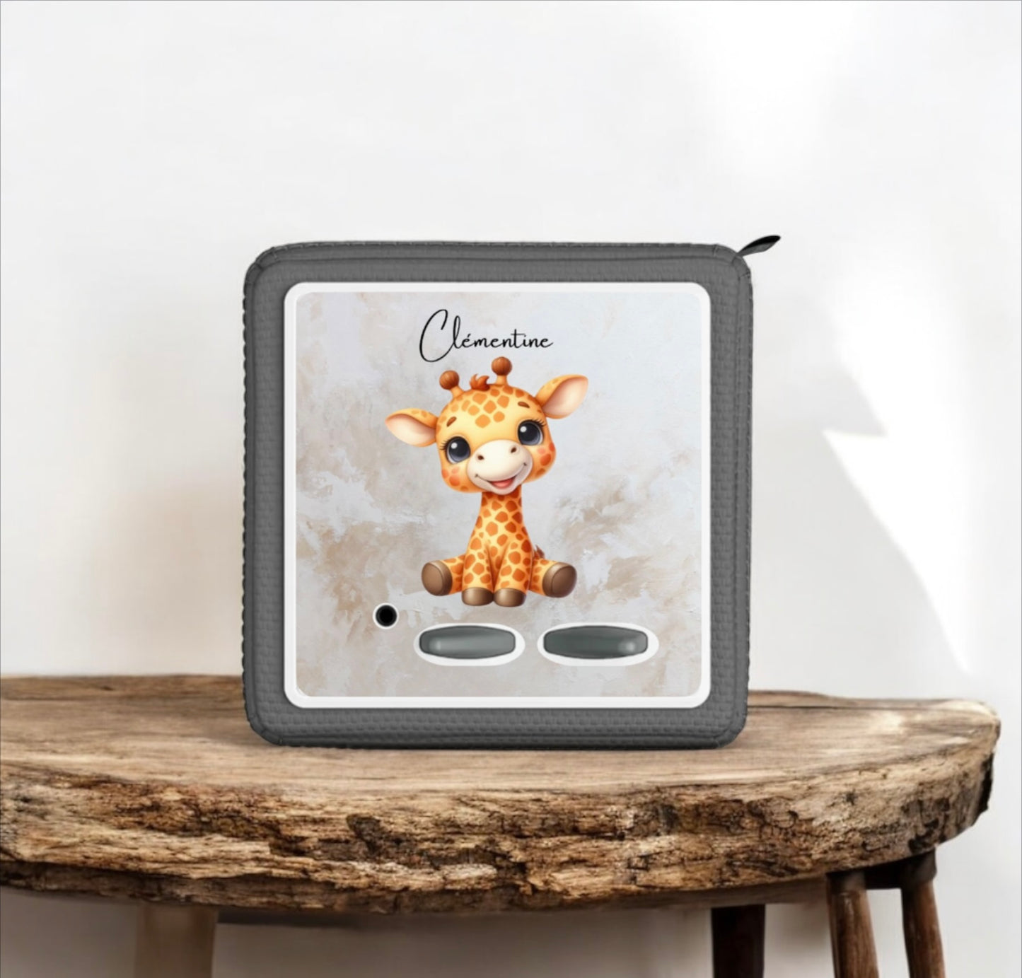 Film de protection personnalisé pour TonieBox - Prénom enfant - Motifs animaux - Anti rayures & anti-chocs