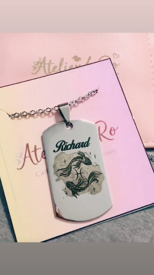 Médaille Personnalisée Signe Astrologique – Gravure du Prénom & Date de Naissance