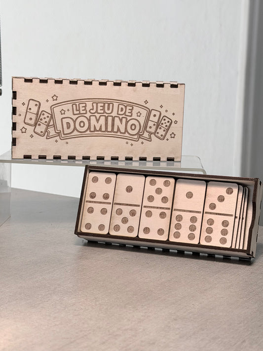 Jeu de dominos en bois gravé au laser - Edition artisanale