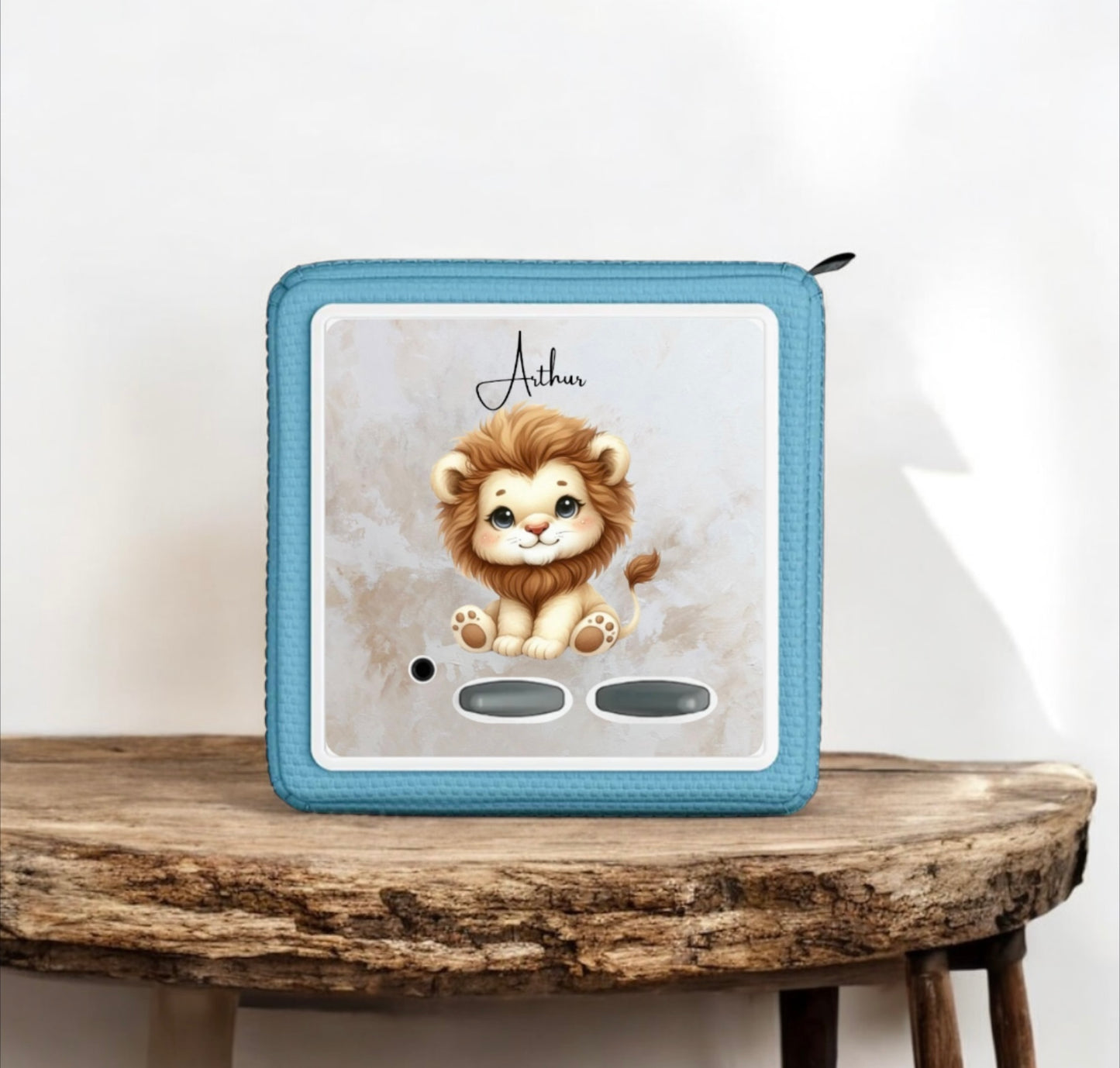 Film de protection personnalisé pour TonieBox - Prénom enfant - Motifs animaux - Anti rayures & anti-chocs