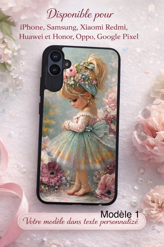 Coque téléphone personnalisée fille vintage - compatible iPhone, Samsung, Xiomi, Huawei, Oppo, Google Pixel