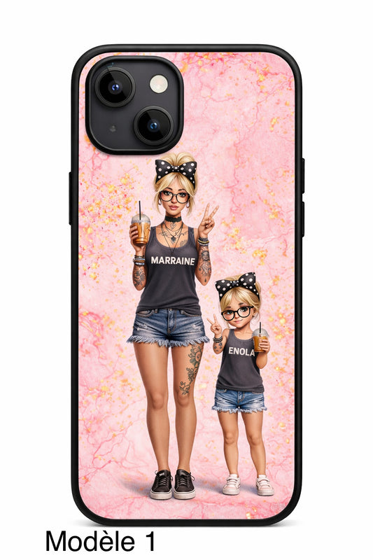 Coque téléphone Marraine Personnalisé- compatible iPhone, Samsung, Xiomi, Huawei, Oppo, Google Pixel