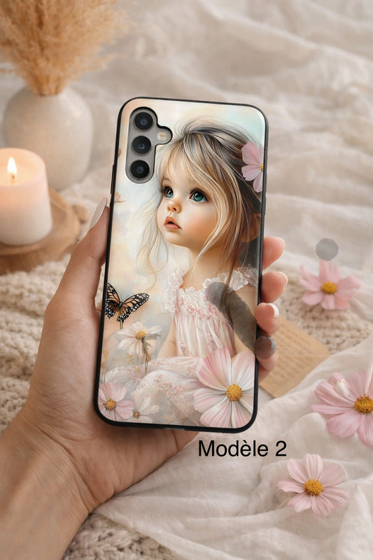 Coque téléphone personnalisée fille vintage - compatible iPhone, Samsung, Xiomi, Huawei, Oppo, Google Pixel