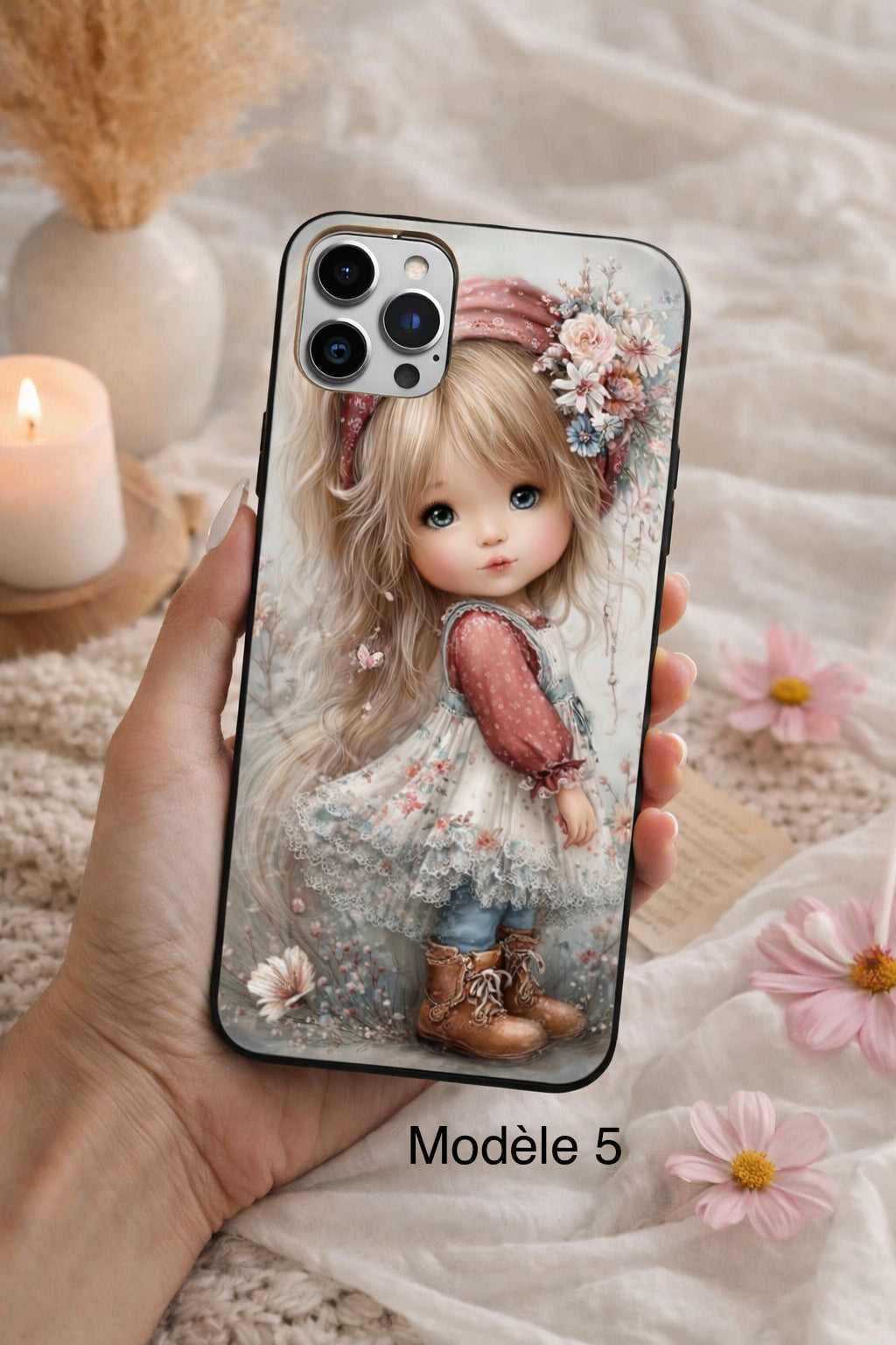 Coque téléphone personnalisée fille vintage - compatible iPhone, Samsung, Xiomi, Huawei, Oppo, Google Pixel