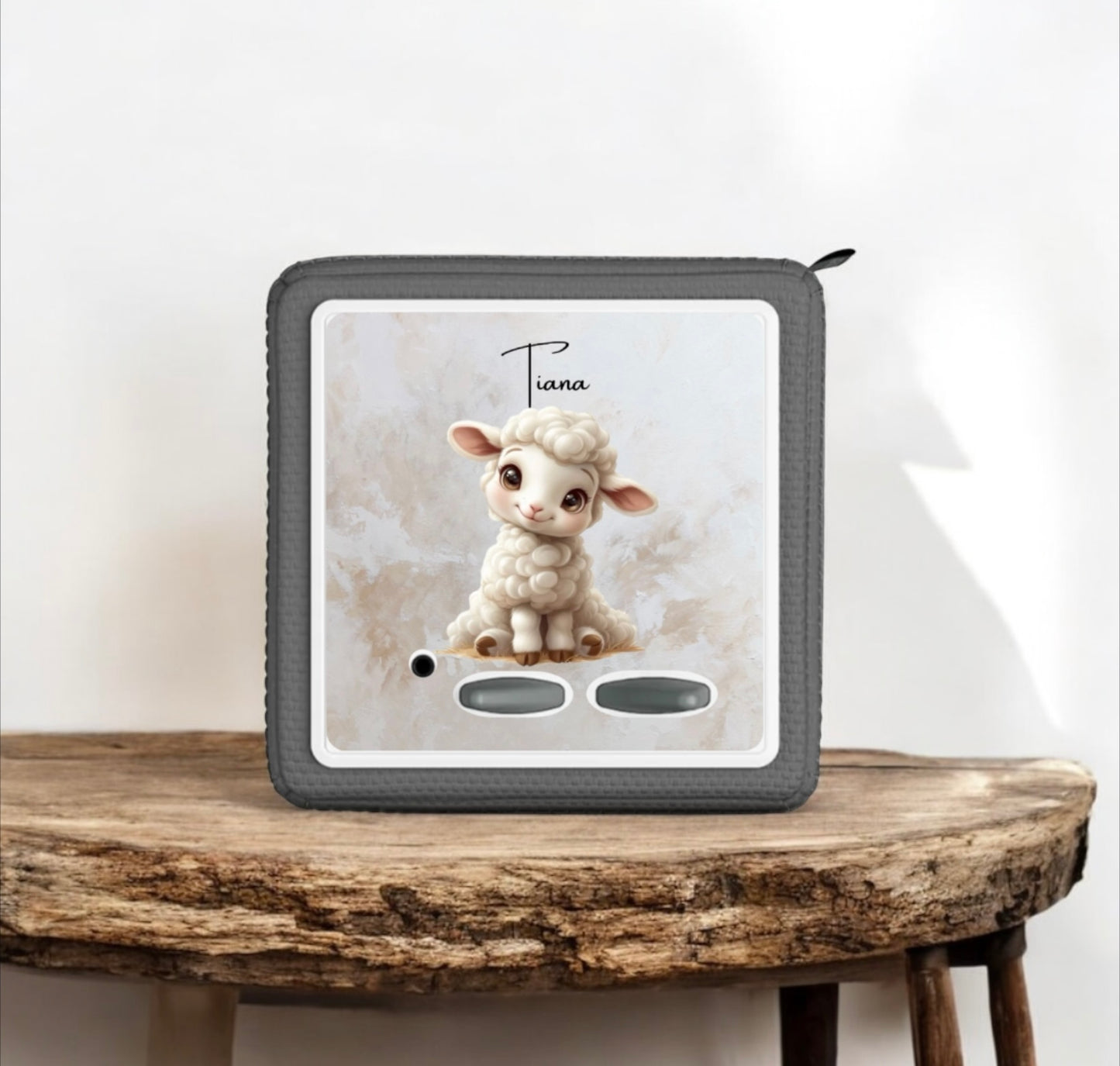 Film de protection personnalisé pour TonieBox - Prénom enfant - Motifs animaux - Anti rayures & anti-chocs